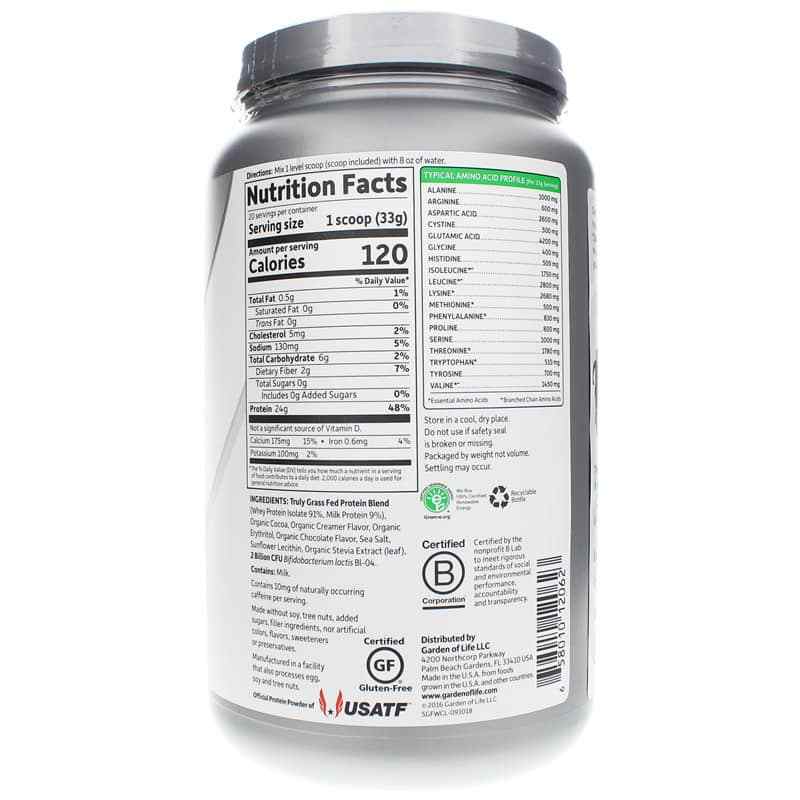Certified Grass Fed Whey Protein, Chocolate, by Garden of Life Sport, image #2