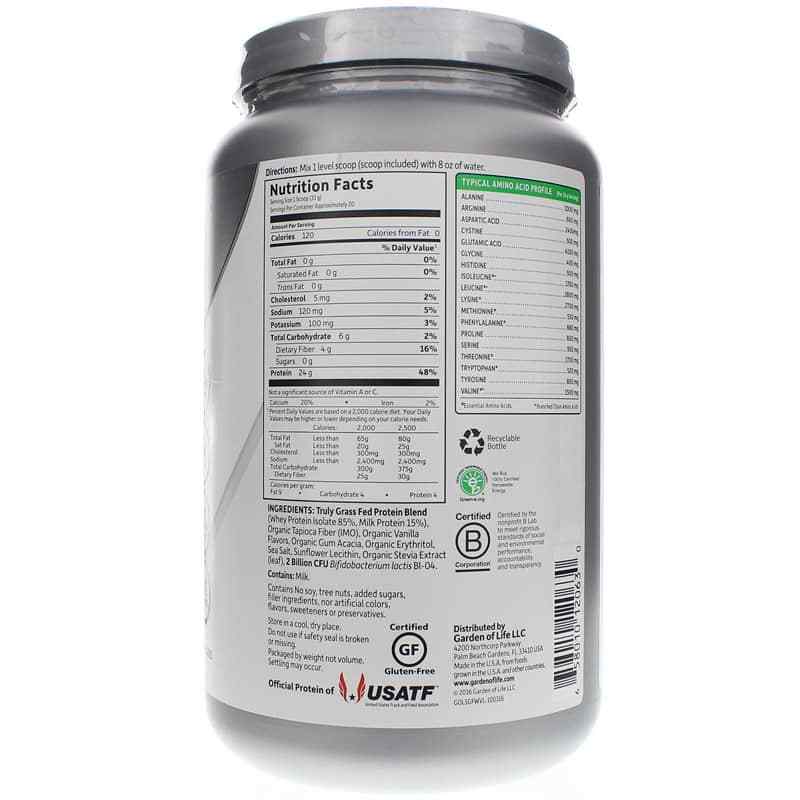 Certified Grass Fed Whey Protein, Vanilla, by Garden of Life Sport, image #2