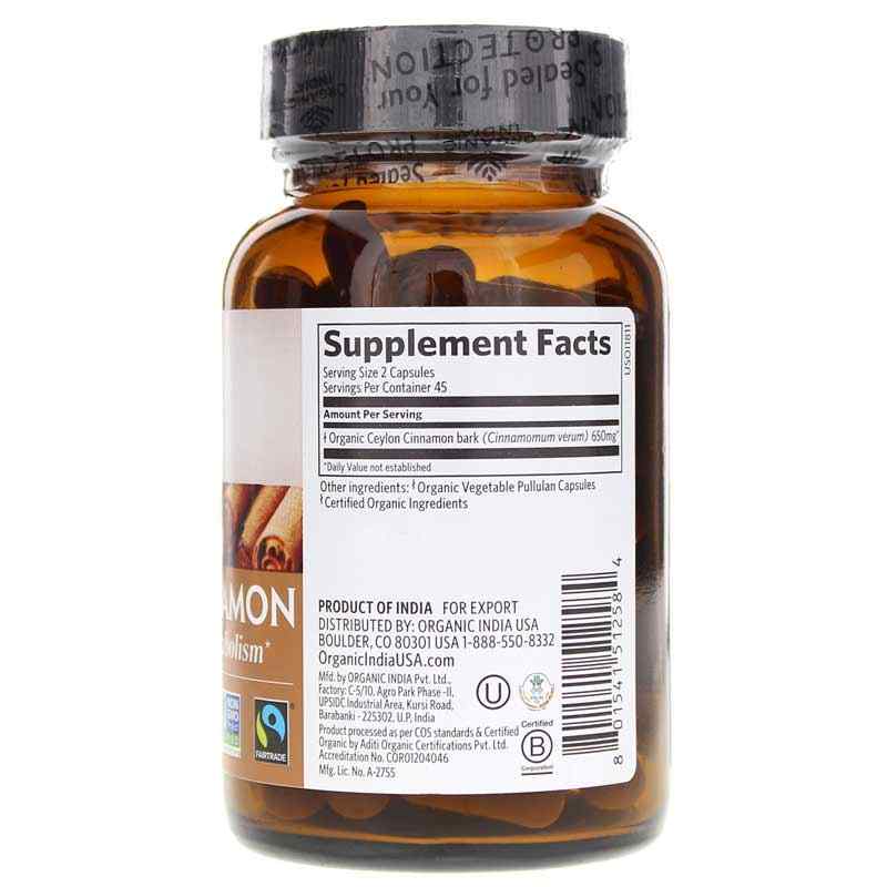 Ceylon Cinnamon Certified Organic, 90 Veg Capsules, by Organic India, image #2