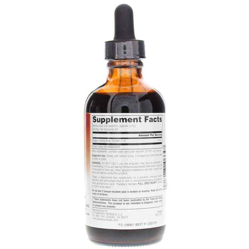 Chaga Full Spectrum Liquid, 4 Oz, by Planetary Herbals, image #2