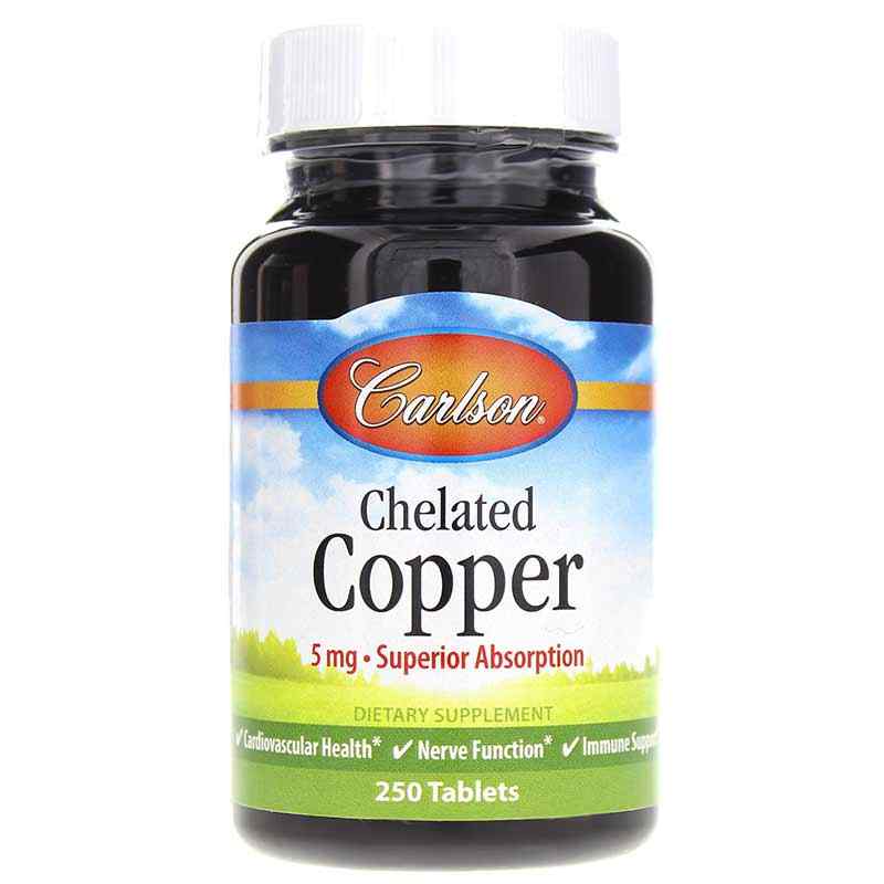 Chelated Copper 5 Mg, 250 Tablets, by Carlson Labs