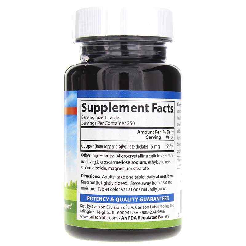 Chelated Copper 5 Mg, 250 Tablets, by Carlson Labs, image #2
