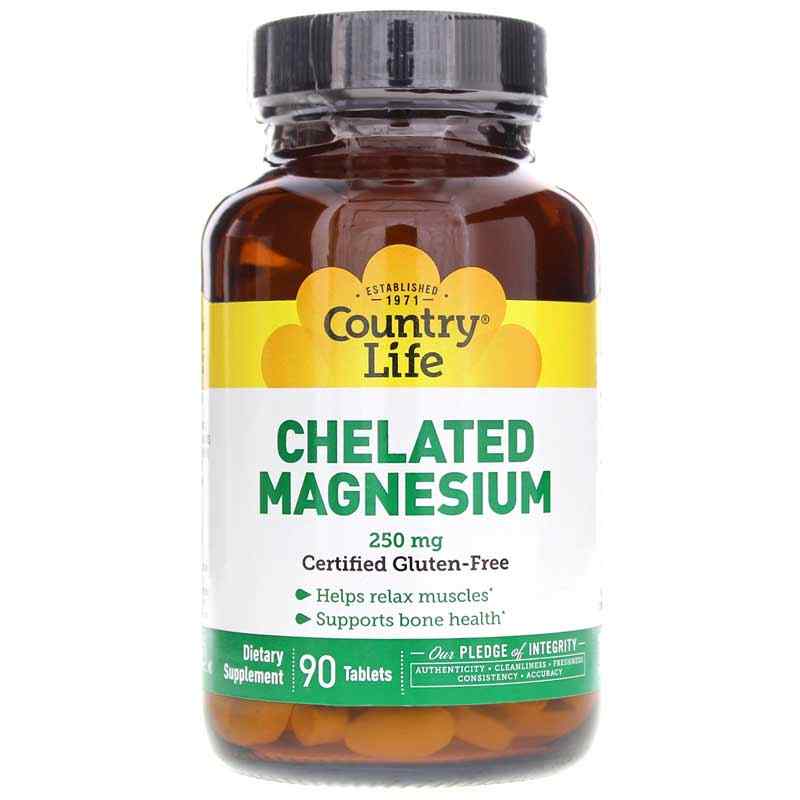 Chelated Magnesium 250 Mg, 90 Tablets, by Country Life