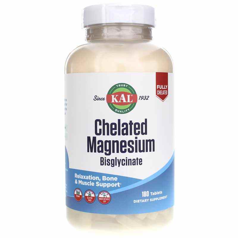 Chelated Magnesium Bisglycinate, 180 Tablets, by Kal