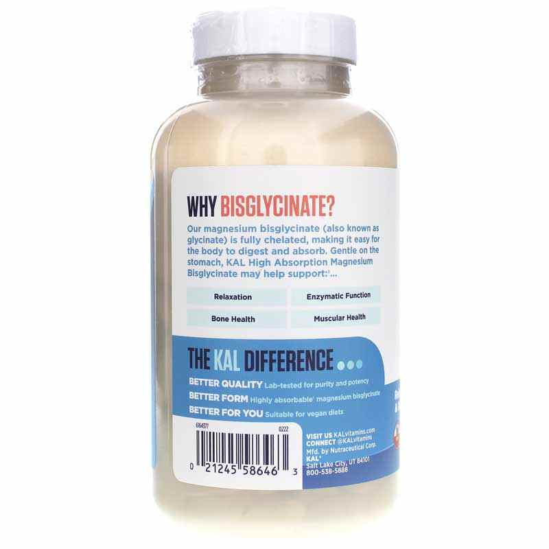 Chelated Magnesium Bisglycinate, 180 Tablets, by Kal, image #3