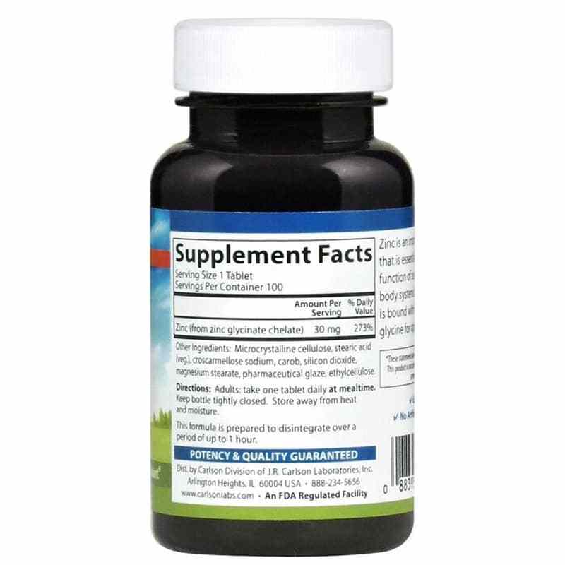 Chelated Zinc, 100 Tablets, by Carlson Labs, image #2