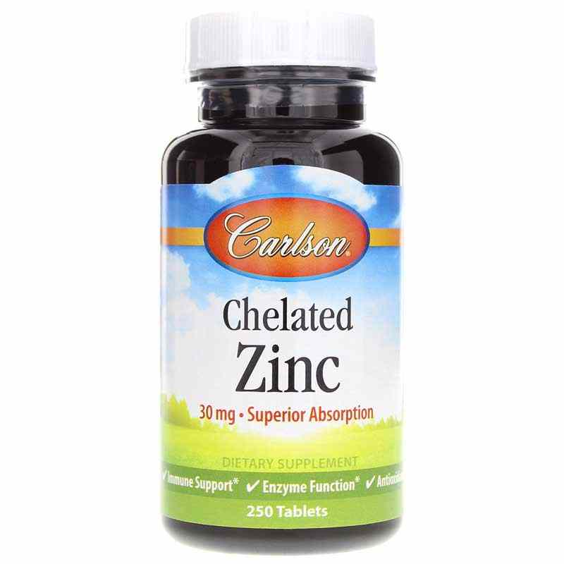Chelated Zinc, 250 Tablets, by Carlson Labs