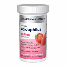 Chewable Acidophilus 1 Billion CFU Strawberry, 60 Chewable Wafers, by American Health