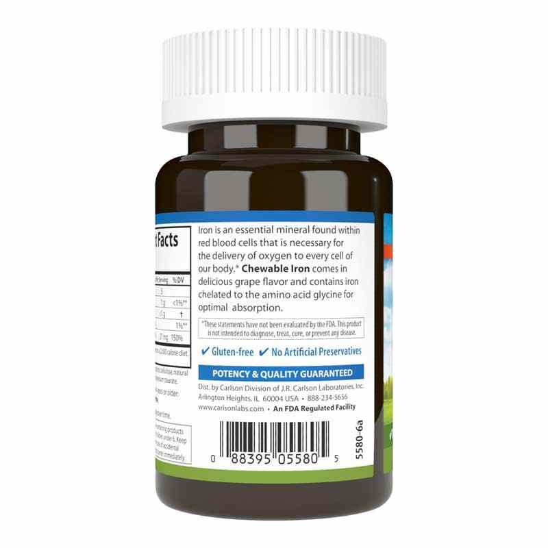 Chewable Iron Grape, 30 Tablets, by Carlson Labs, image #3