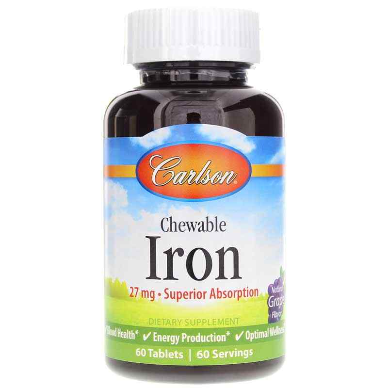 Chewable Iron Grape, 60 Tablets, by Carlson Labs