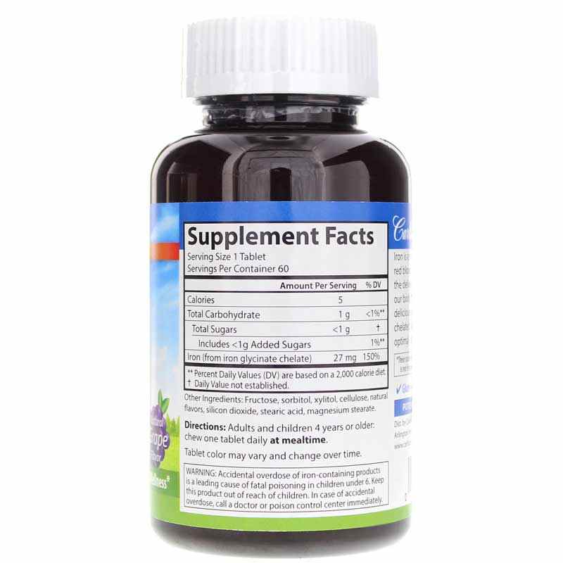 Chewable Iron Grape, 60 Tablets, by Carlson Labs, image #2