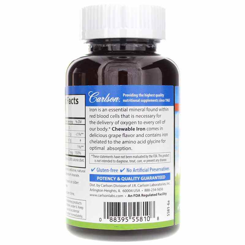 Chewable Iron Grape, 60 Tablets, by Carlson Labs, image #3