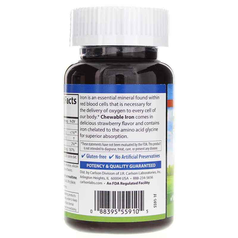 Chewable Iron Strawberry, 60 Tablets, by Carlson Labs, image #3