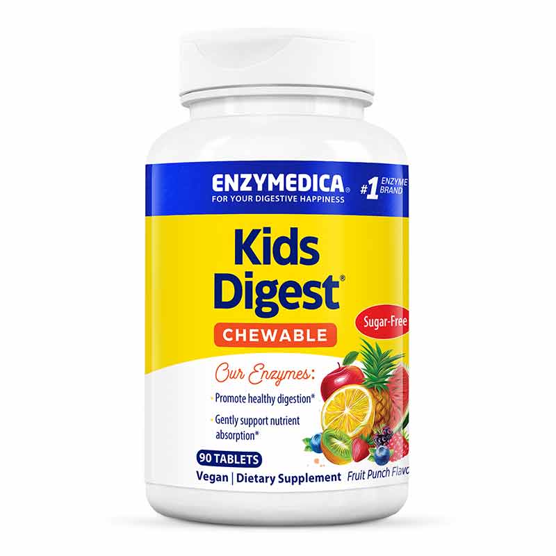 Chewable Kids Digest Fruit Punch Flavor, 90 Chewable Tablets, by Enzymedica