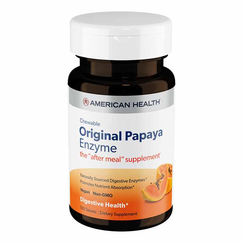 Chewable Original Papaya Enzyme, 100 Chewable Tablets, by American Health