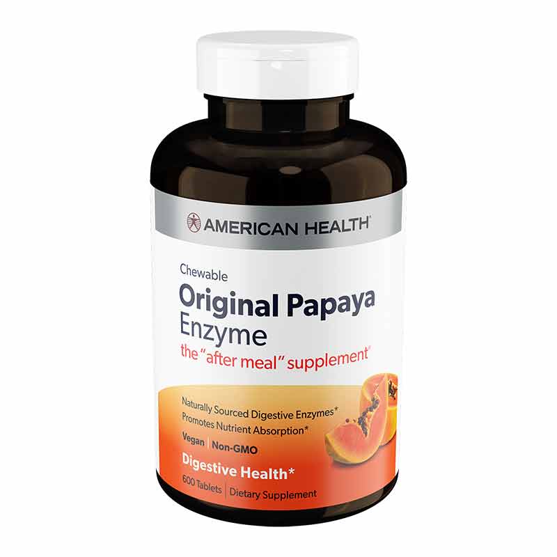 Chewable Original Papaya Enzyme, 600 Chewable Tablets, by American Health