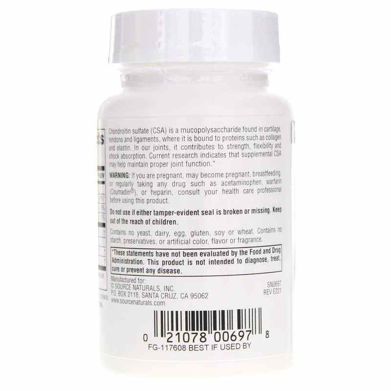 Chondroitin Sulfate 400 Mg, 60 Tablets, by Source Naturals, image #3