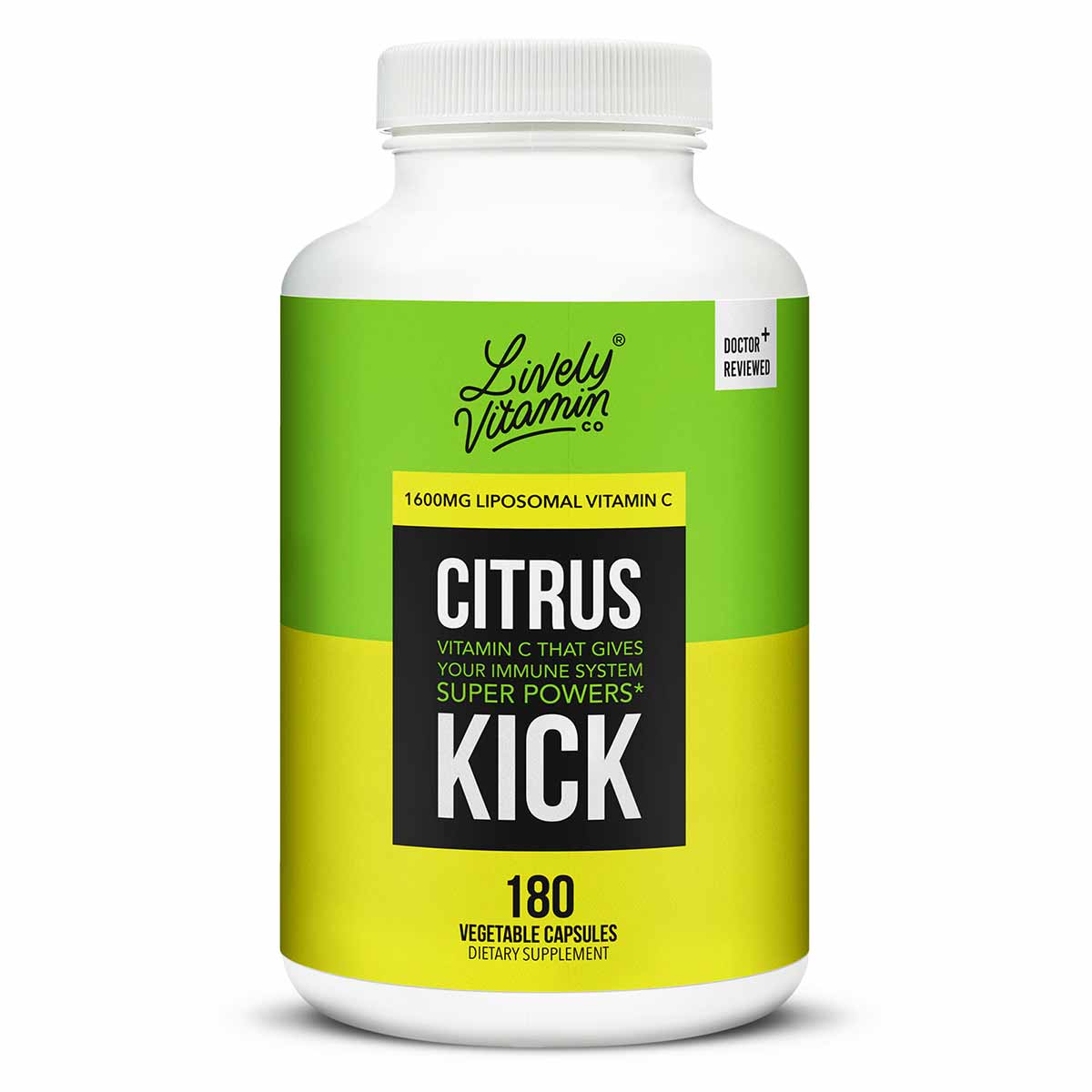 Citrus Kick Liposomal Vitamin C 1600 Mg, 180 Capsules, by Lively Vitamin Co