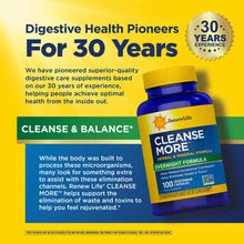 Renew Life Cleanse More bottle with yellow cap containing 100 vegetarian capsules on yellow background.