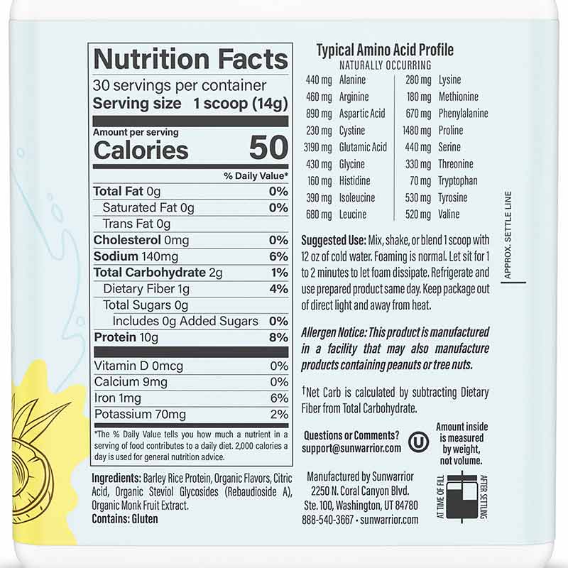 Clear Protein Refresh, Pineapple Coconut, 30 Servings, by Sunwarrior, image #2