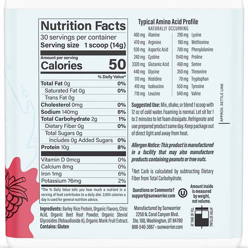 Clear Protein Refresh, Raspberry, 30 Servings, by Sunwarrior, image #2