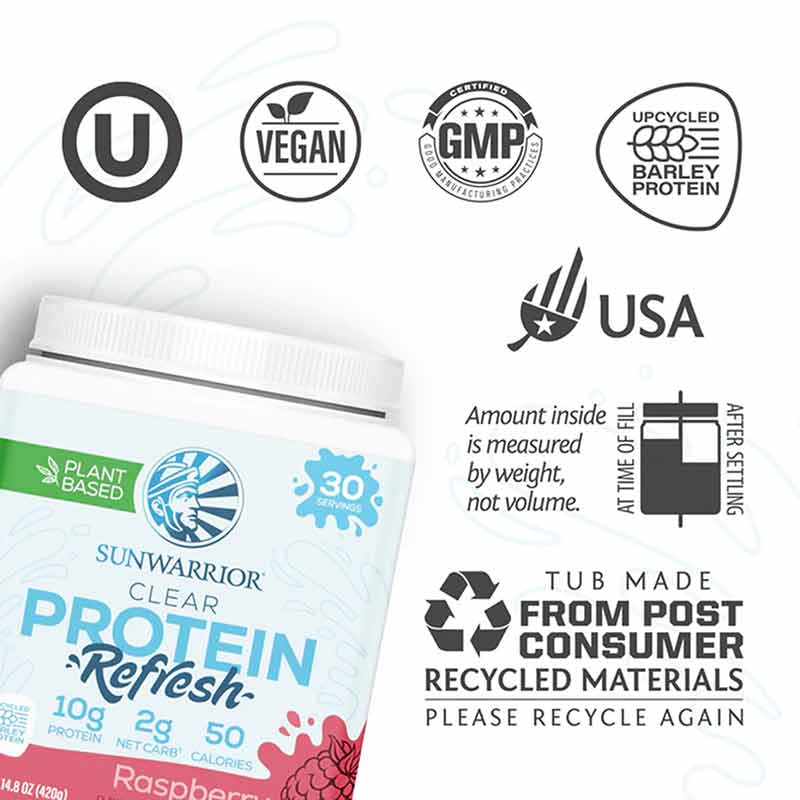 Clear Protein Refresh, Raspberry, 30 Servings, by Sunwarrior, image #3