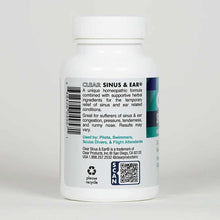 White plastic bottle of Clear Sinus & Ear capsules with white ribbed cap and product label on front.