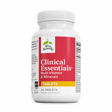 White bottle of Terry Naturally Clinical Essentials Multi-Vitamin & Minerals tablets with red and yellow label, 60 count.