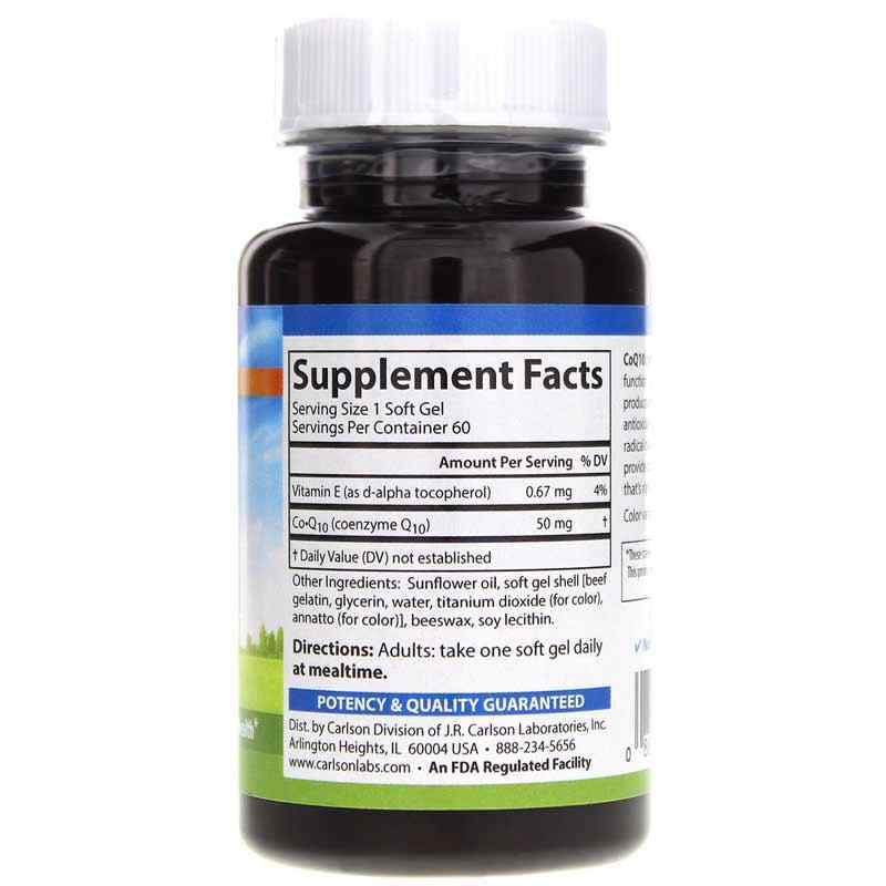 Co-Q10 50 Mg, 60 Softgels, by Carlson Labs, image #2