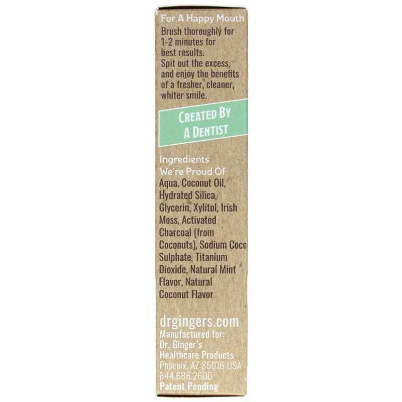 Coconut Oil Toothpaste with White Charcoal, 1.25 Oz, by Dr. Gingers, image #2