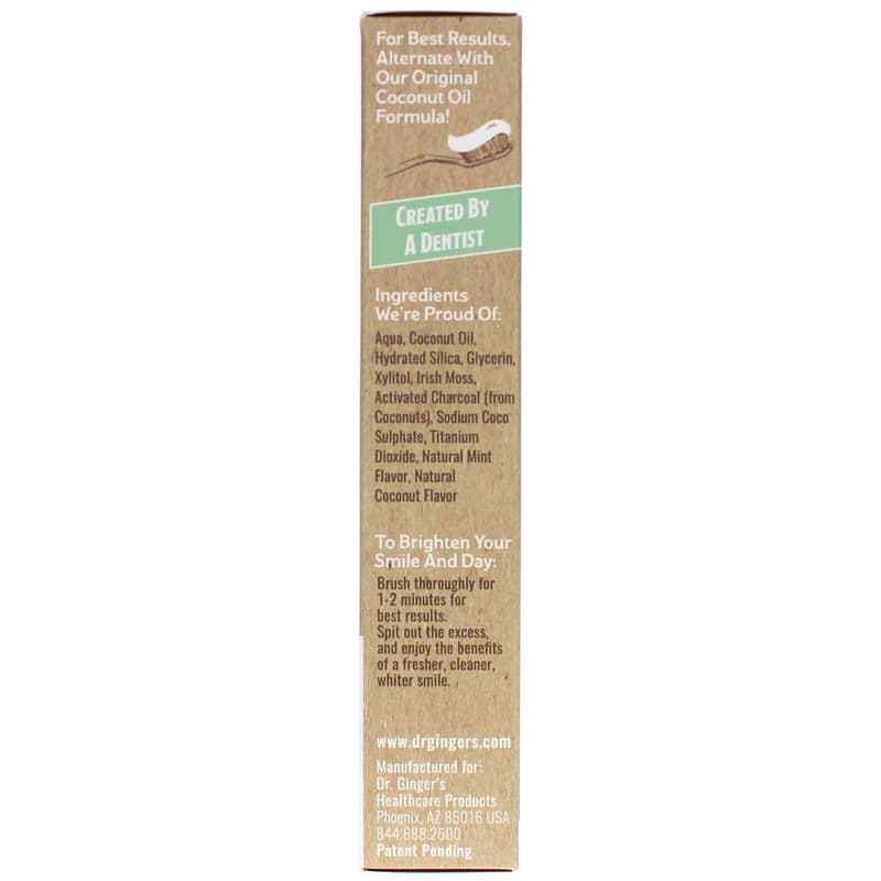 Coconut Oil Toothpaste with White Charcoal, 4 Oz, by Dr. Gingers, image #2