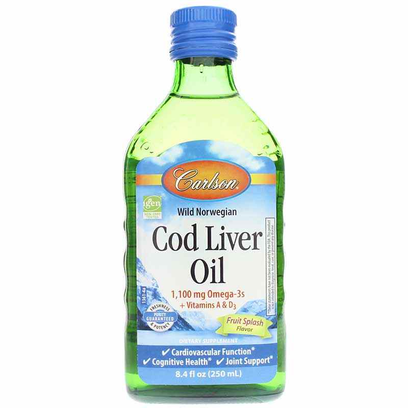 Cod Liver Oil 1100 Mg Omega-3s Liquid, Fruit, 8.4 Oz, by Carlson Labs