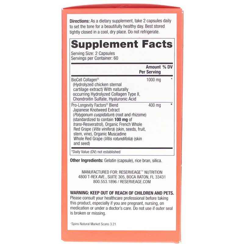 Collagen Booster with Hyaluronic Acid & Resveratrol, 120 Capsules, by Reserveage Nutrition, image #2
