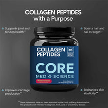 Core Med Science Collagen Peptides powder in watermelon flavor, 501g dark glass jar with blue label and black screw cap.