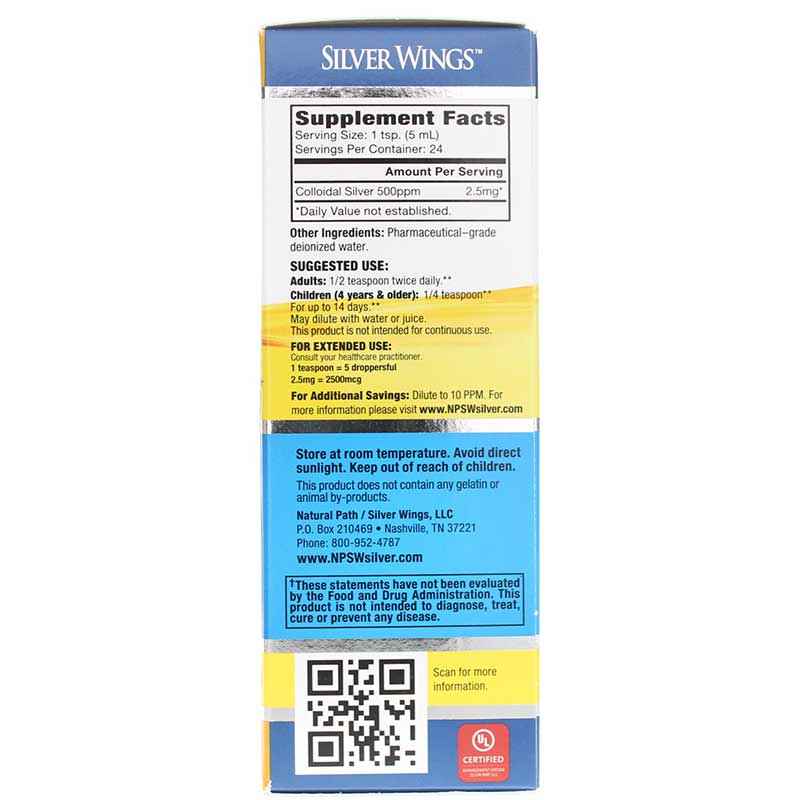 Colloidal Silver 500 PPM, 4 Oz, by Natural Path Silver Wings, image #2