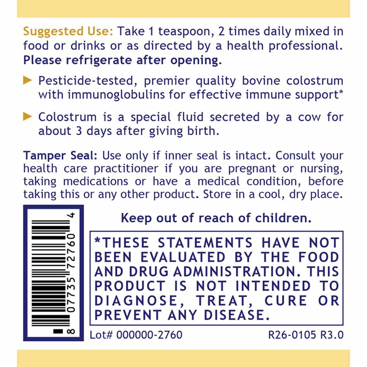 Colostrum-IgG Powder, 4 Oz, by Premier Research Labs