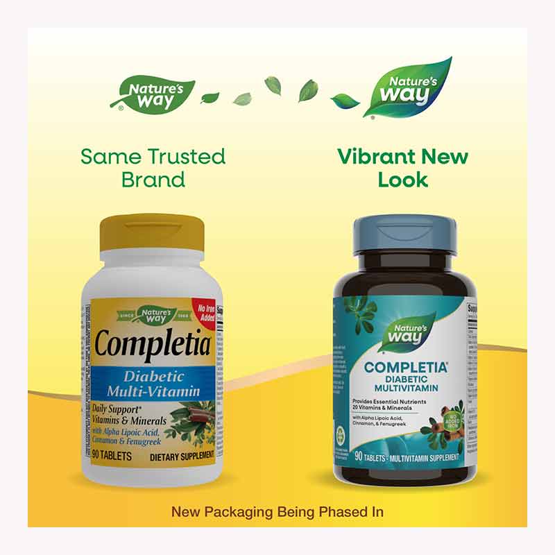 Completia Diabetic Multi-Vitamin, 90 Tablets, by Natures Way, image #3