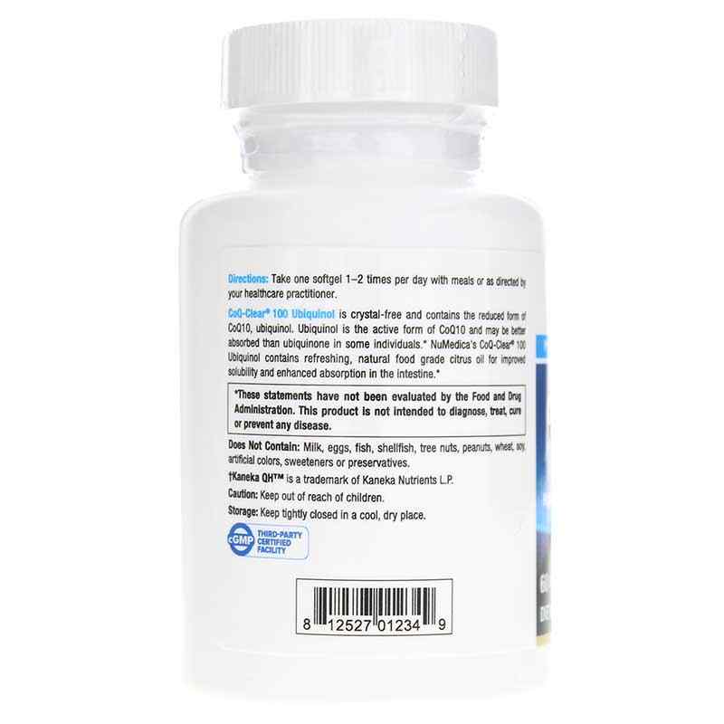 CoQ-Clear 100 Ubiquinol, by NuMedica, image #3