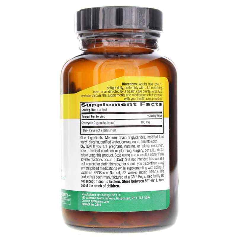 CoQ10 100 Mg, 120 Vegan Softgels, by Country Life, image #2