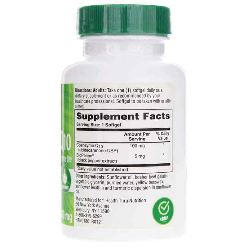 CoQ10 100 Mg with BioPerine, 120 Softgels, by Health Thru Nutrition, image #2