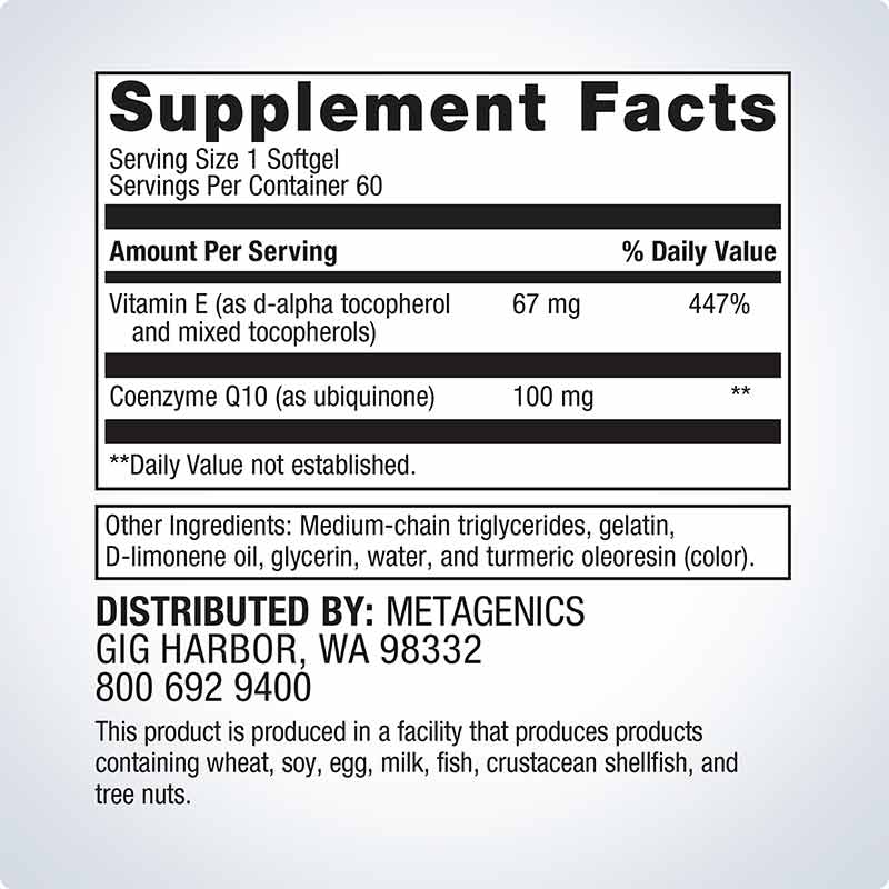CoQ10 ST 100 mg, 60 Softgels, by Metagenics, image #2