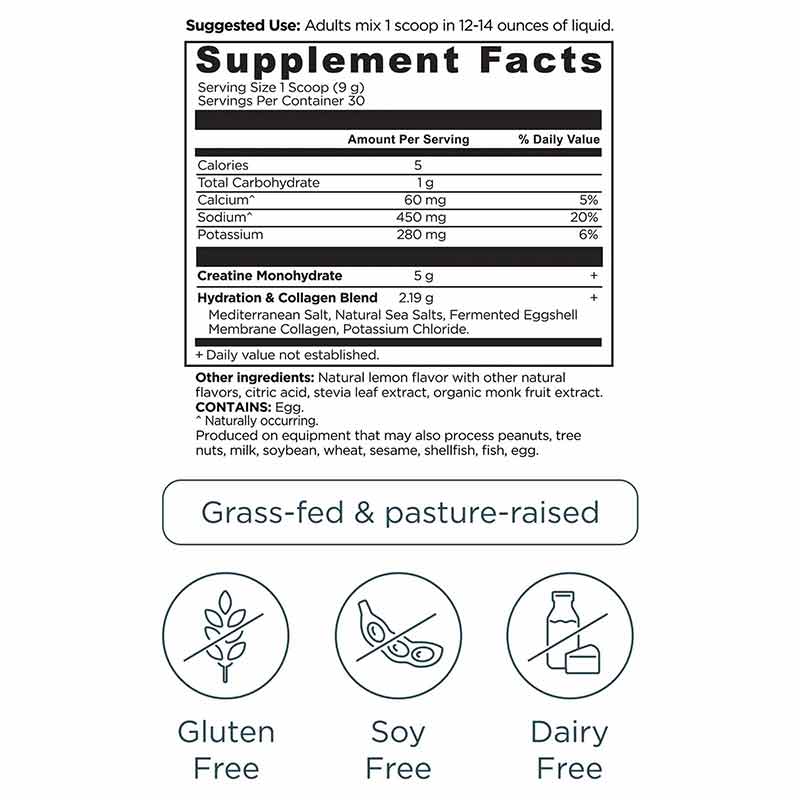 Creatine + Collagen + Electrolytes, Lemon, 30 Servings, by Ancient Nutrition, image #2
