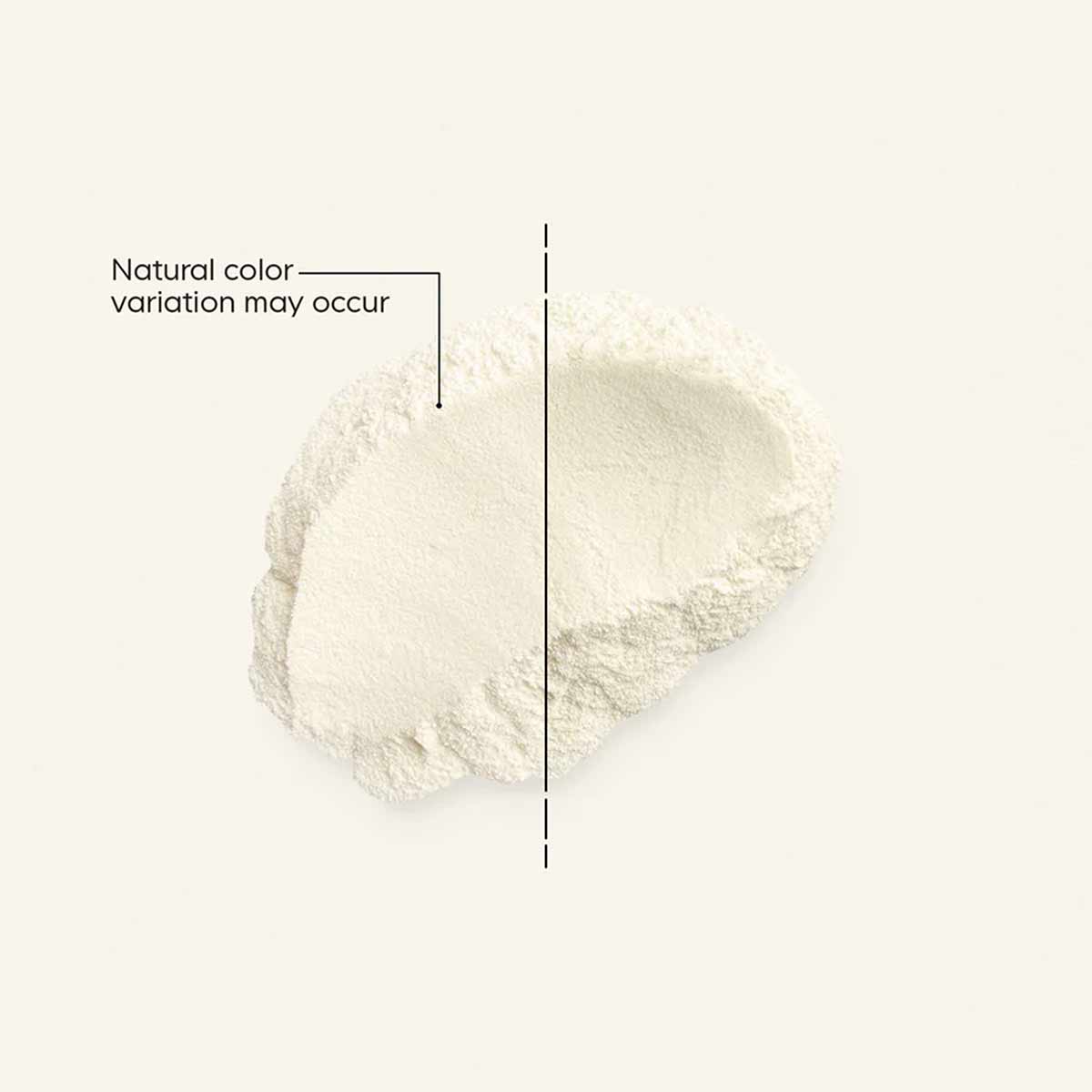 Cream-colored powder with natural color variation shown on neutral background.