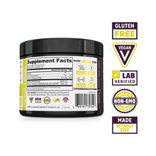 Black container of Zhou Nutrition creatine and HMB powder with supplement facts label and gluten-free, vegan, and lab-verifie