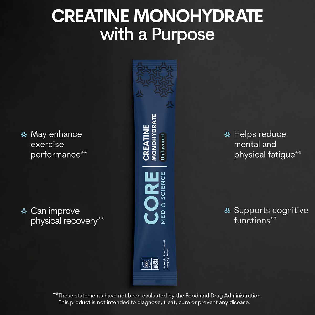 Creatine Monohydrate Stick Packs, by Core Med Science