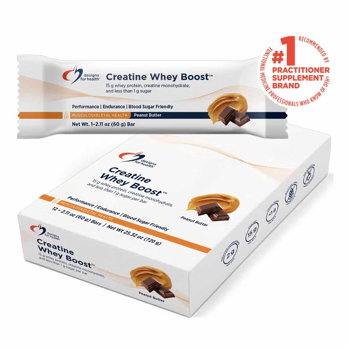 Creatine Whey Boost Peanut Butter Bars (Formerly FX Yes Whey!!!), by Designs For Health