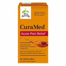 CuraMed Acute Pain Relief supplement box by Terry Naturally containing 60 liquid gels with curcumin and boswellia.
