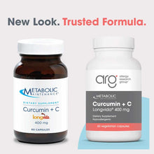 Two supplement bottles: dark amber glass bottle with white cap on left, white plastic bottle with Allergy Research Group bran