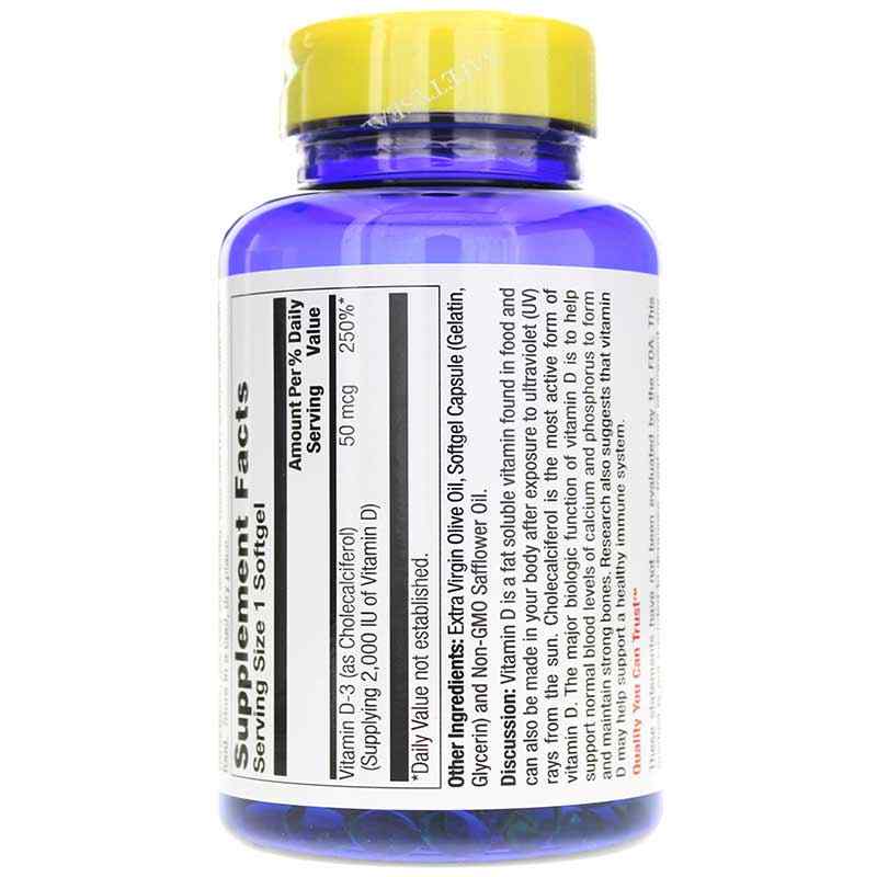 D-3 50 Mcg (2000 IU), 240 Softgels, by Natures Life, image #3