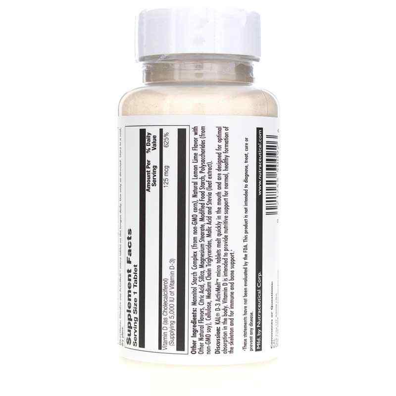 D-3 125mcg (5000 IU) ActivMelt, Lemon Lime, by Kal, image #3